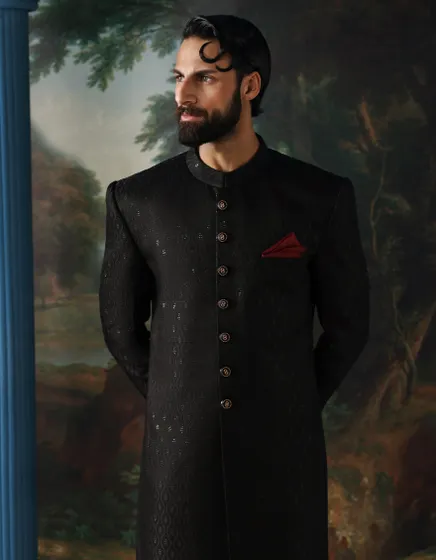 BLACK SHERWANI